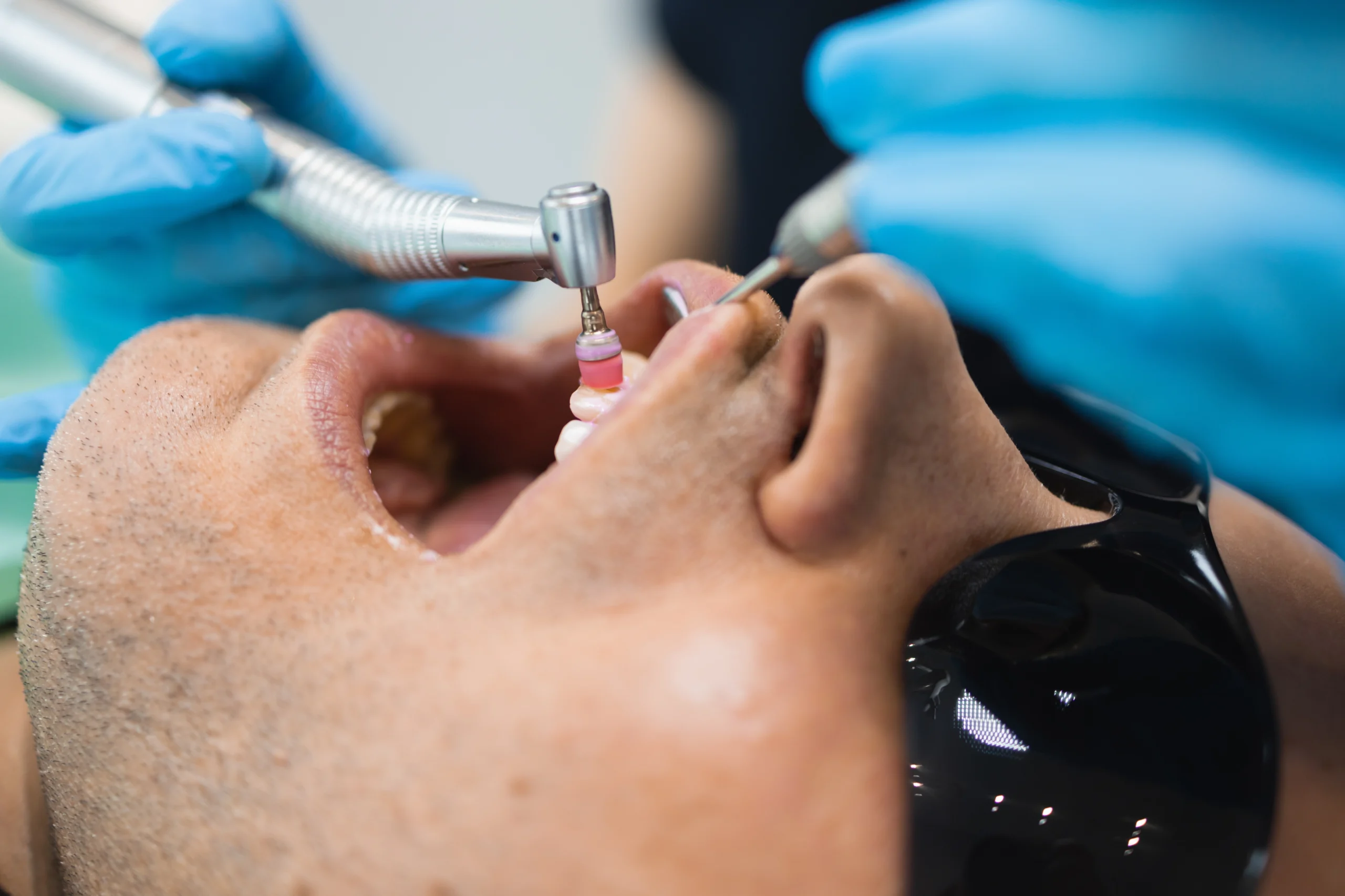A relaxed patient at Primadent, Liverpool, during a hygiene visit